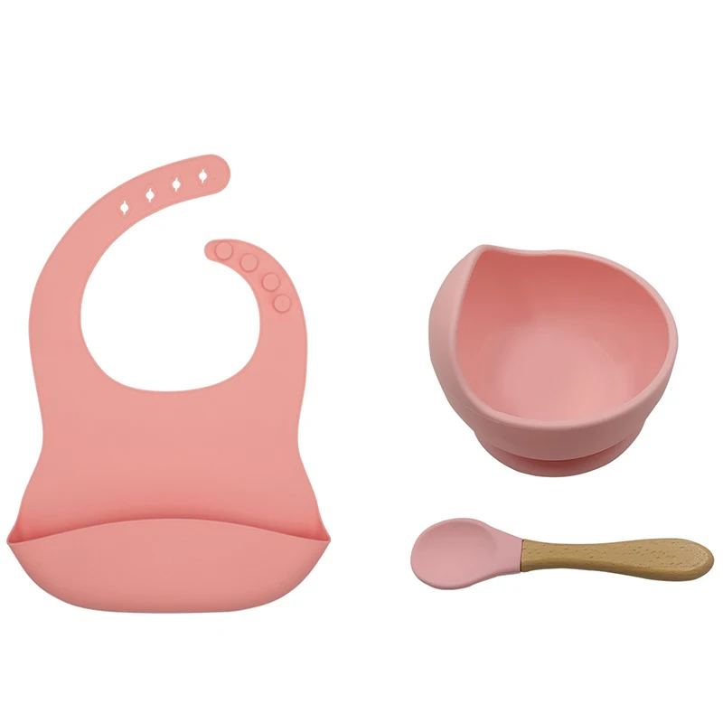 

1set Silicone Baby Feeding Bowl Tableware Waterproof Spoon Non-Slip crockery BPA Free Silicone Dishes For Baby Bowl Baby Plate