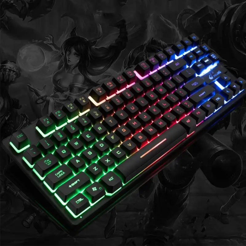 

Gaming Keyboard 87 Keys Keyboard for PC / Laptop GamerSeven-Color Backlit Wired Keyboard