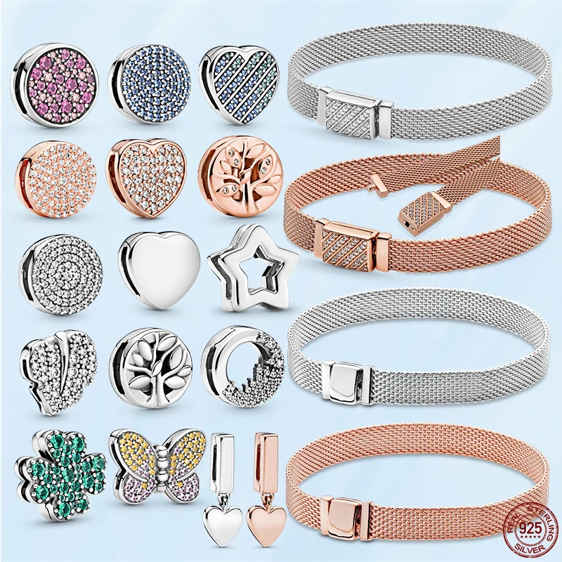 

2021 NEW Beads for Jewelry Making Butterfly Bracelets for Girls Clip Pulsera Pandora Plata De Ley 925 Original Jewelry Charm