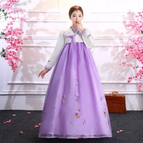 Из хлопка и полиэстера с длинными рукавами японские кимоно yukata, традиционное корейское платье в Корейском стиле «ханбок» костюм
