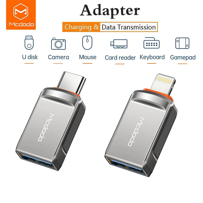 Адаптер MCDODO USB 3 0 с подсветкой Type c OTG конвертер данных и синхронизации для iphone 12 11