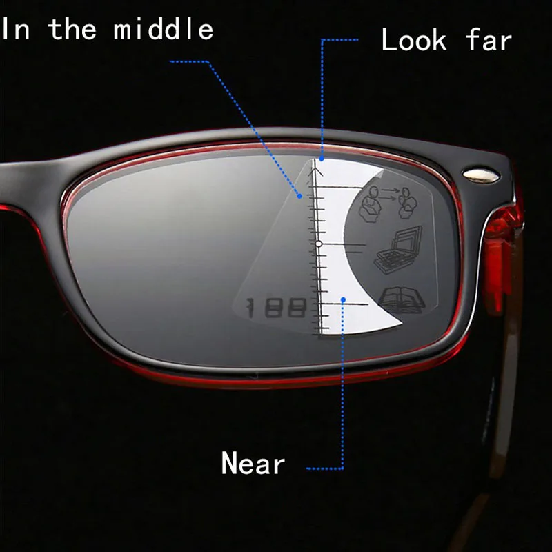 Мужские прогрессивные многофокальные очки для чтения мужские и женские синие с