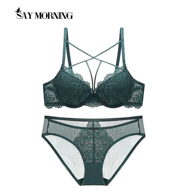 Сказать утро нового размера плюс комплект с кружевным бюстгальтером пуш-ап