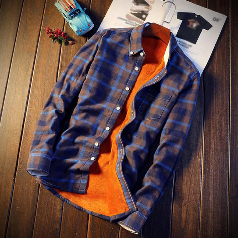 

Рубашка Мужская Фланелевая в клетку, Повседневная теплая флисовая рубашка с длинным рукавом, размеры до 5XL, на осень/зиму/весну