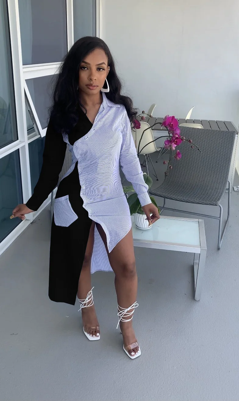 

NOXNEX Women Patchwork High Low Irregular Blouse Style Dress Mini Dress Vestidos Long Sleeve Fashion Dresses Vestidos