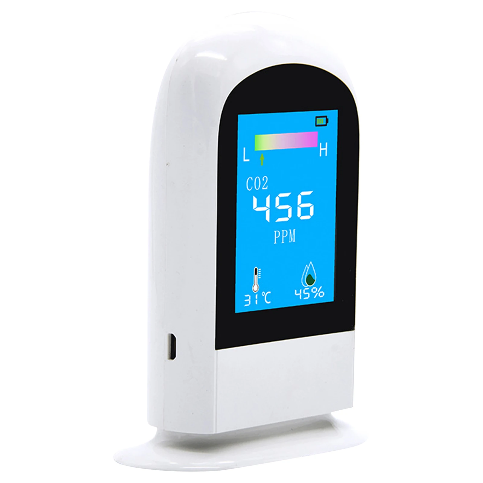 

CO2 Carbon Dioxide Air Quality Monitor With Ambient Temperature Humidity 3-in-1 400-5000 Ppm CO2 Meter With LCD Display 1500 MAh