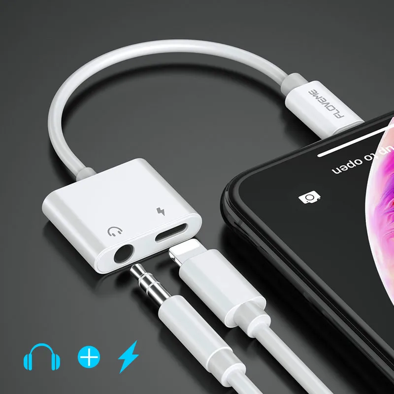 2в1 адаптер для iPhone 7 8 Plus X XS MAX аудио разветвитель зарядки наушников 3 5