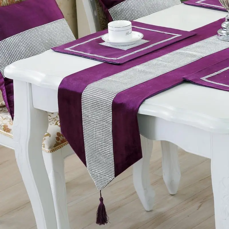 

40 Modern Table Runner Flannel Diamond Table Marriage Runners Chirstmas Decoration Purple Golden Table Runner