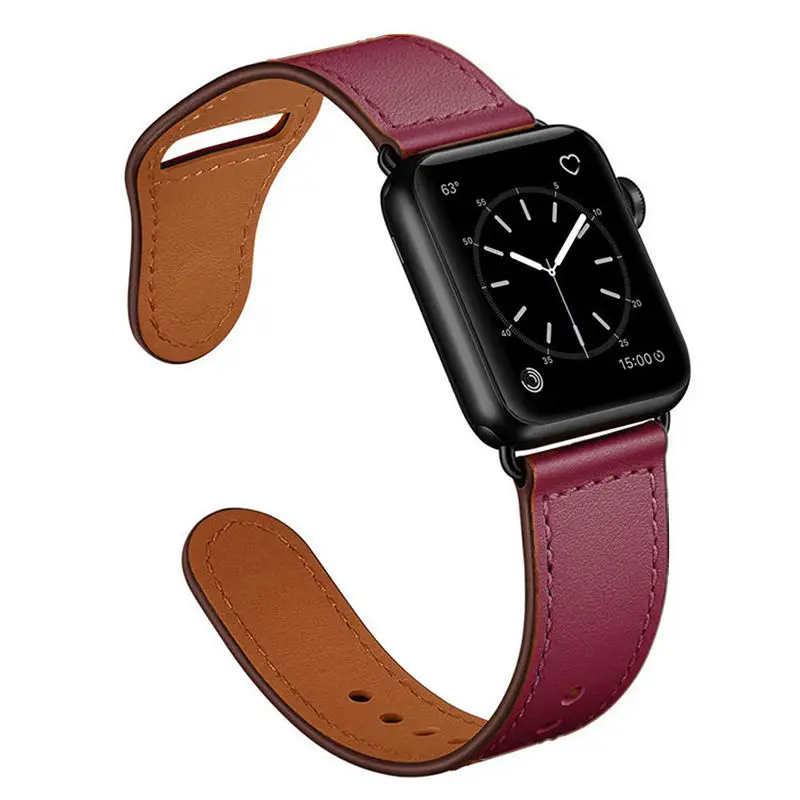 B wine red Lbiaodai кожаный ремешок для apple watch 4 44mm 40mm apple watch ремешок 42 мм/38 мм ремешок для apple watch iwatch band 40mm ремешок apple watch ремешок для apple watch 3 ремешки для apple watch 4 - Цвет ремешка: B wine red