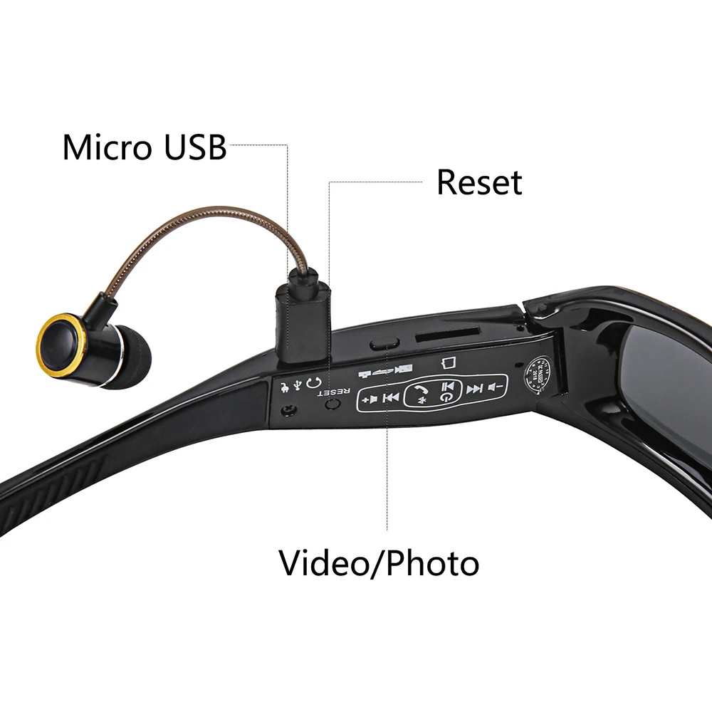 저렴한 스마트 안경 스포츠 카메라 HD1080P 카메라 블루투스 음악 선글라스 운전 레코더 다기능, 미니 카메라 안경