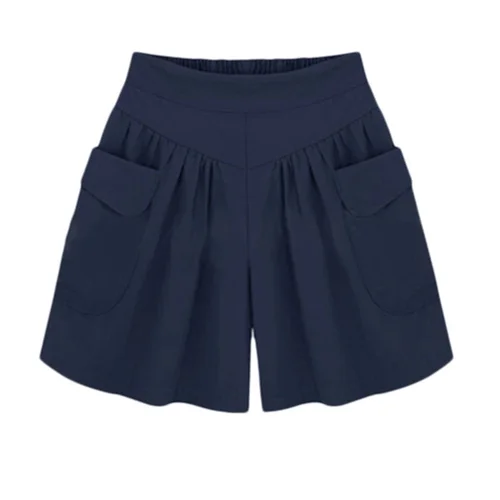 Шорты женские однотонные с завышенной талией повседневные свободные эластичные