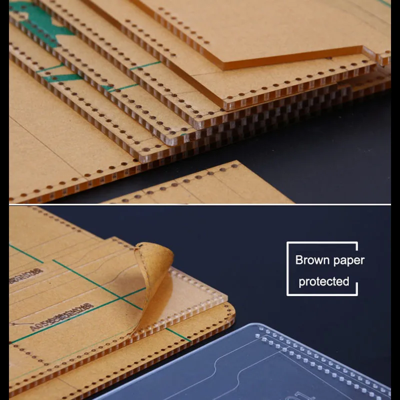 Кожа ремесло прозрачный акриловый короткий бумажник шаблон инструмент 13