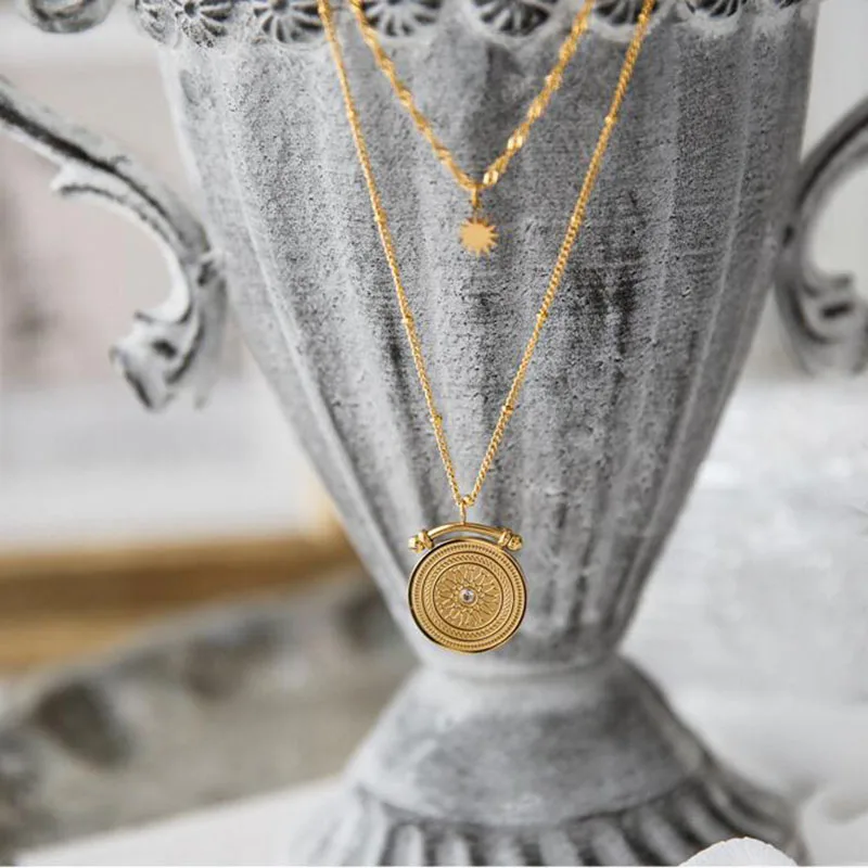 Многослойное ожерелье в старинном римском стиле с монетами женская подвеска из