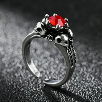 crown skull red stone ring vintage punk seal rings punk hiphop male finger jewelry wholesale anel
