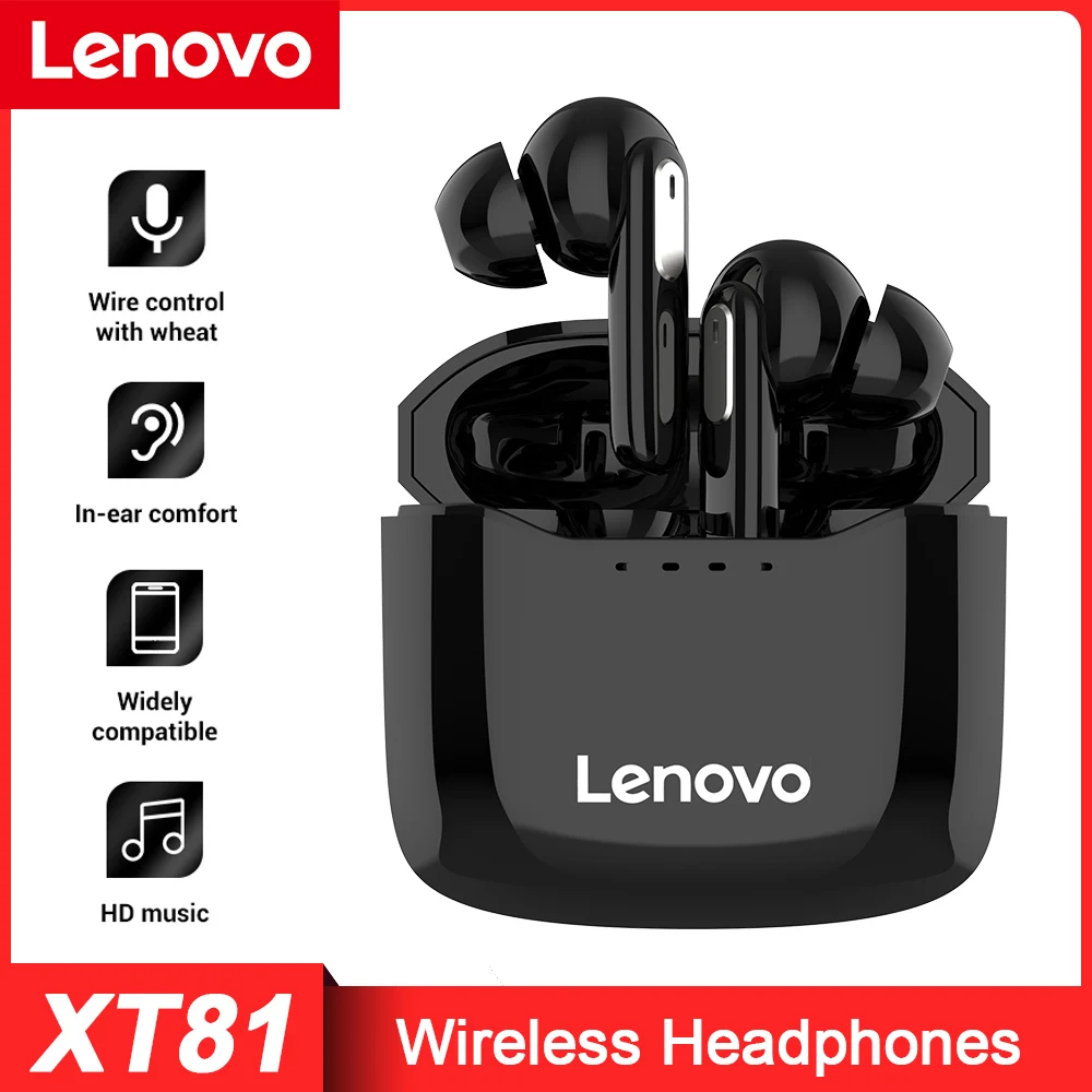 

Беспроводные наушники Lenovo XT81, Hi-Fi стерео TWS наушники, сенсорные спортивные наушники, Bluetooth-совместимая гарнитура 5,1 с зарядным устройством