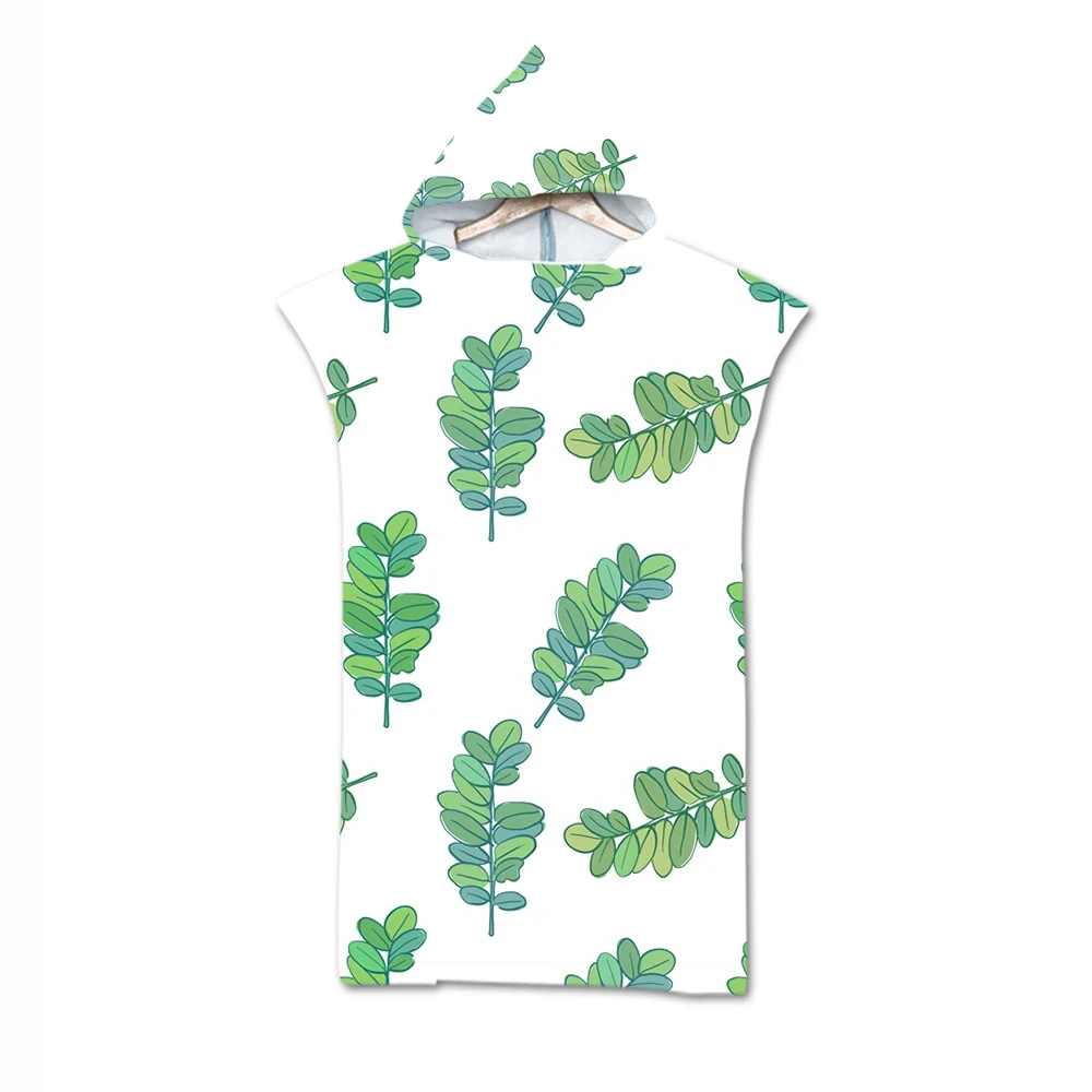 

Beach towel microfiber new digital printing leaf adult bathrobe hooded bath towel swimming surfing beachwear