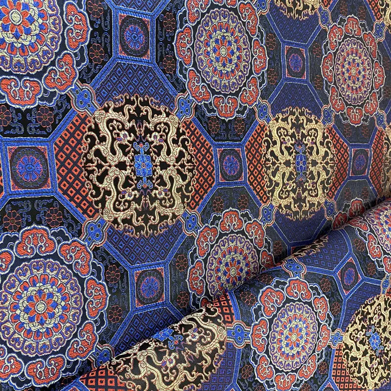 

75 Wide Brocade Satin Jacquard Nylon Fabric Tang Suit Hanfu Mongolian Tibetan Robe