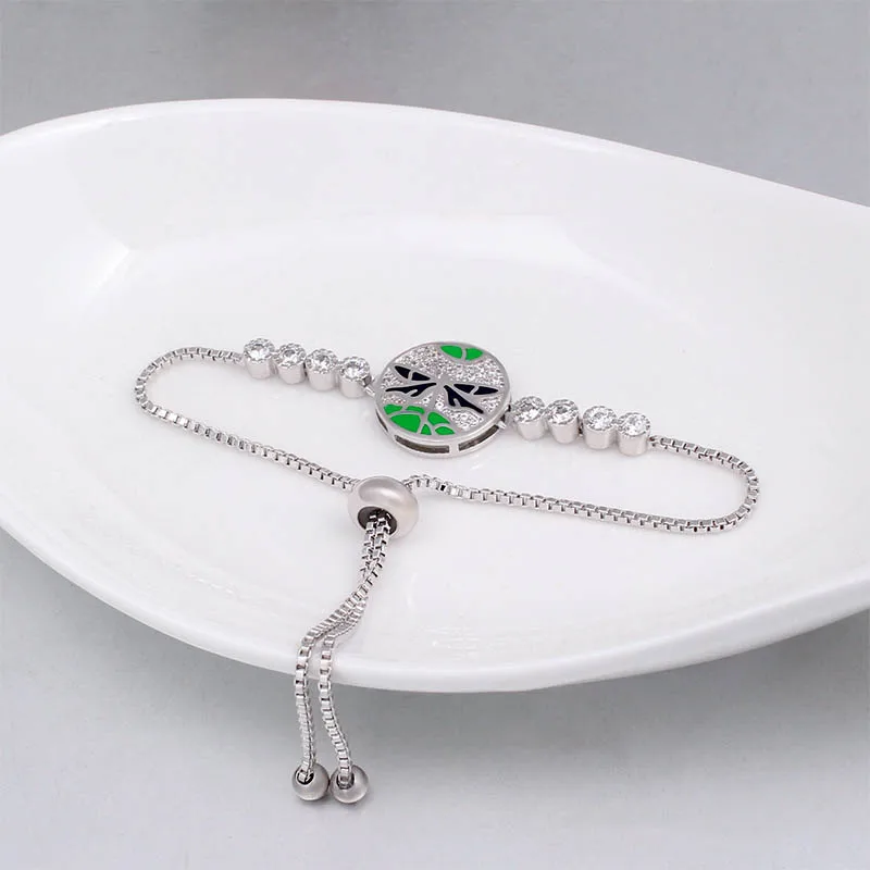 

2020 NEW Cubic Zirconia Enamel Bracelet for Women Adjustable Vintage Bracelet Fine Costume Jewelry