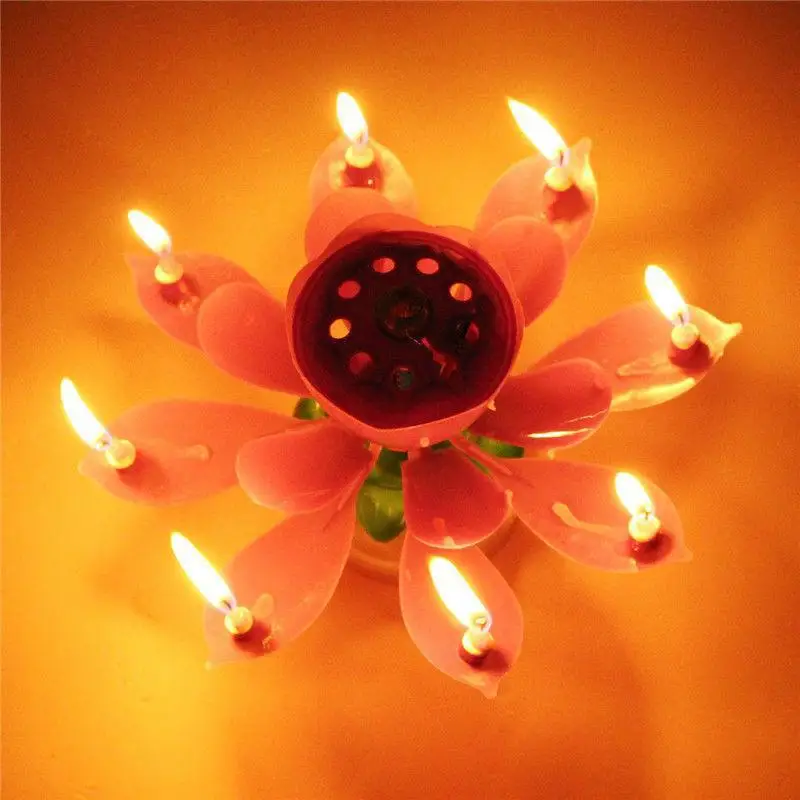 

Romantic Happy Birthday Music Play Lotus Candle Magic Musical Candle Flower