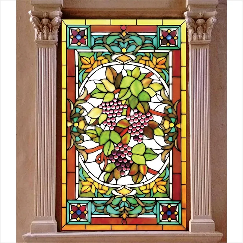 

Оконная пленка с изображением церковного дерева и винограда на заказ, без клея, статическое Приклеивание, наклейка на дверь гардероба, стеклянная фольга 51 см x 84 см