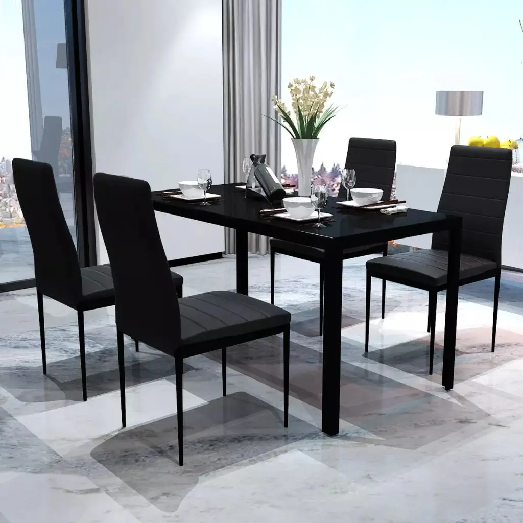 

Five Piece Dining Table and Chair Set Black