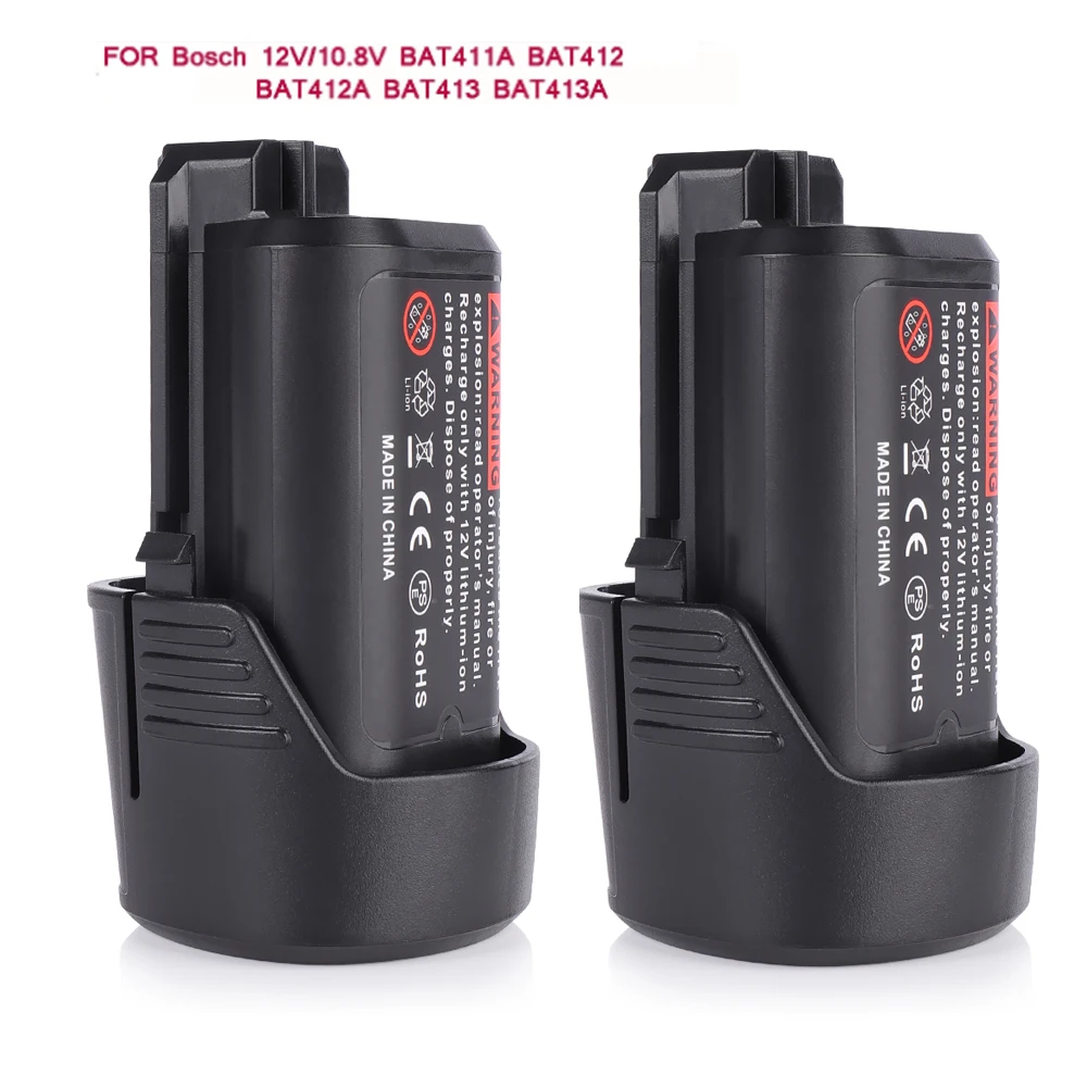 

2pieces/pack 3000mAh Battery for Bosch BAT411 Battery 12V/10.8V Lithium-Ion BAT411A BAT412 BAT412A BAT413 BAT413A