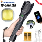 Мощный светодиодный водонепроницаемый фонарик XHP160, масштабифонарь фонарик, 16 ядер, суперъяркие тактические фонарики, перезаряжаемый от USB фонарик