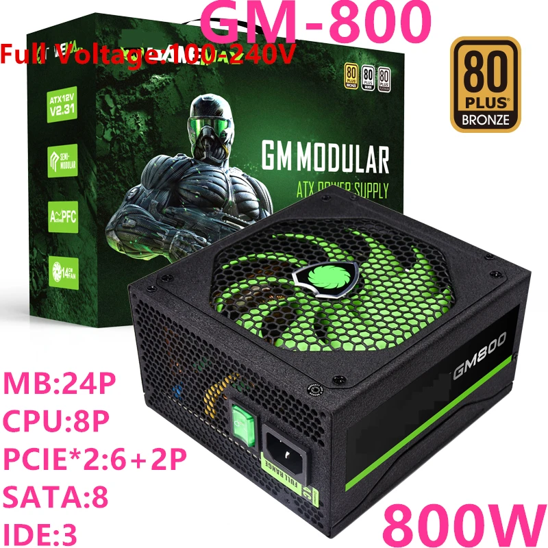 

Новый оригинальный блок питания для GameMax 80plus, бронзовый бесшумный источник питания 800 Вт, 700 Вт, 600 Вт, 500 Вт, источник питания
