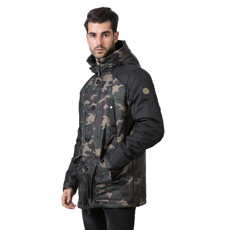 HERMZI 2020 Мужская Зимняя Куртка Парка Зима Зимние Синтепон Куртки Мужские Камуфляж