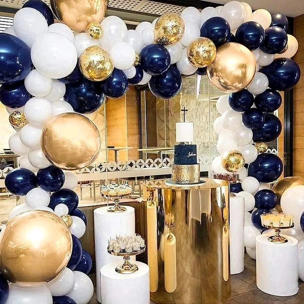 

100pcs/lot Navy Blue Gold Metallic Balloon Arch Kit Wedding Birthday Party Macaron Latex Confetti Balloons Garland Decor Balaos