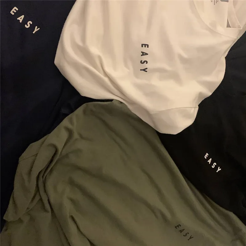 

2021 men's high-quality cotton new fitness short-sleeved men's loose T-shirt sports running training suit brother elastic breath