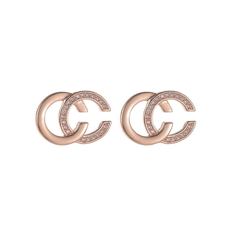 

2020 New Design Sense Zircon C Letter Earrings For Woman Fashion Smooth Metal C Shaped Earrings Unusual Korean Girls jewelry