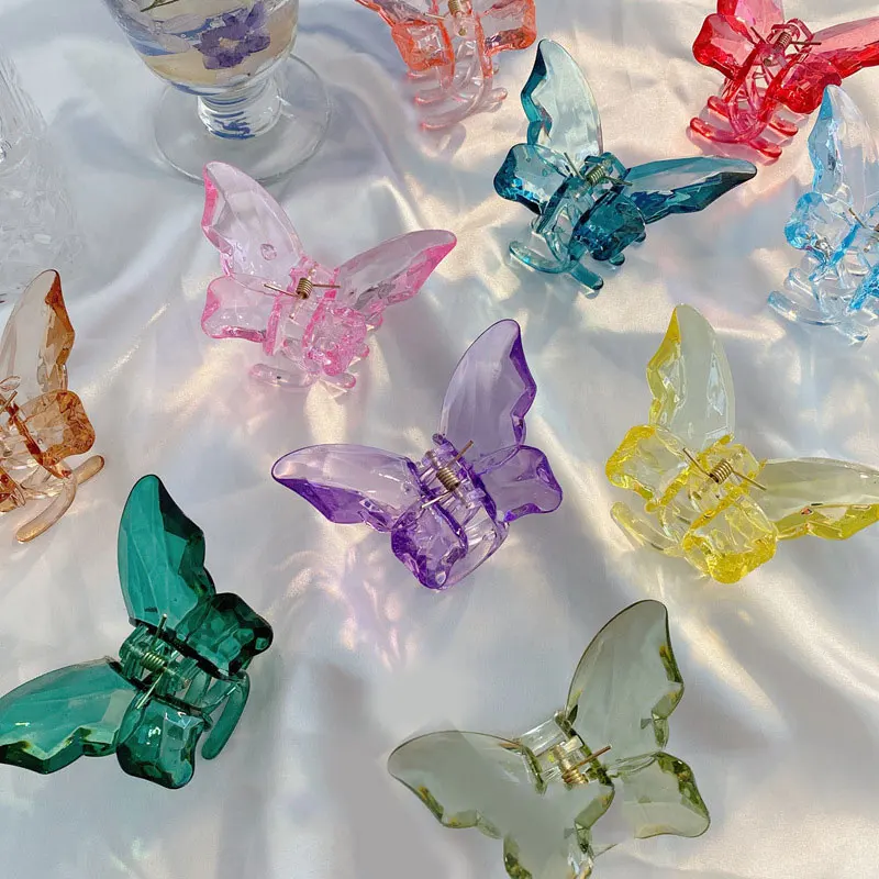 Женская прозрачная большая заколка для волос Корейская акриловая смола Бабочка