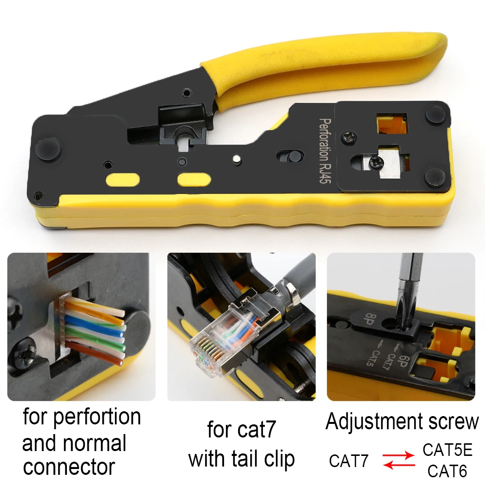 xintylink all in one rj45 pliers networking crimper cat5 cat6 cat7 cat8 crimping network tools ethernet cable Stripper clamp lan images - 6