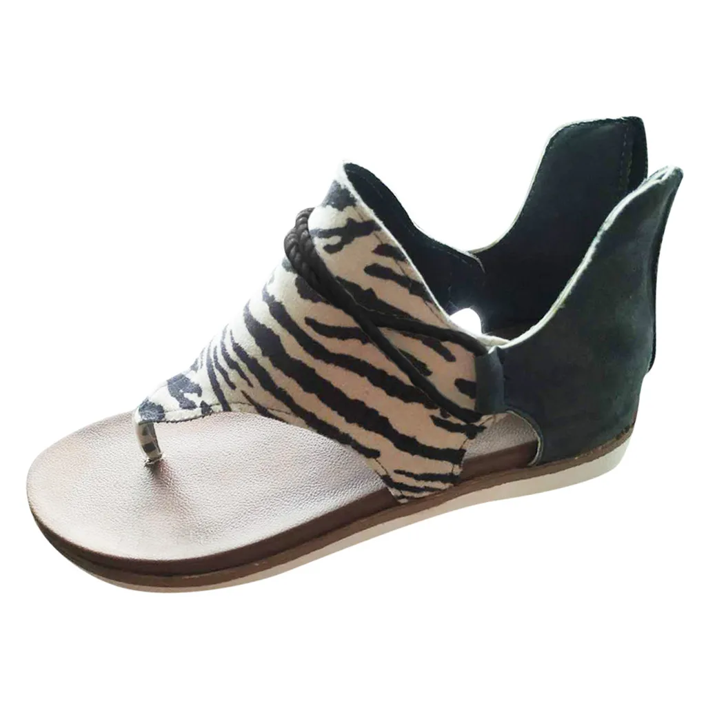 Women's Sandals Plus Size Summer Casual Roman Posh Vintage Leopard Flip Flop Comfy Beach Zipper Soft Shoes Freeshipping | Обувь