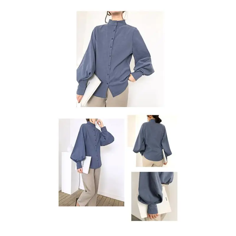 

2021 Women's Wear - Lantern Sleeve Chinese collar blouse - Commuter style for all kinds of office ladies