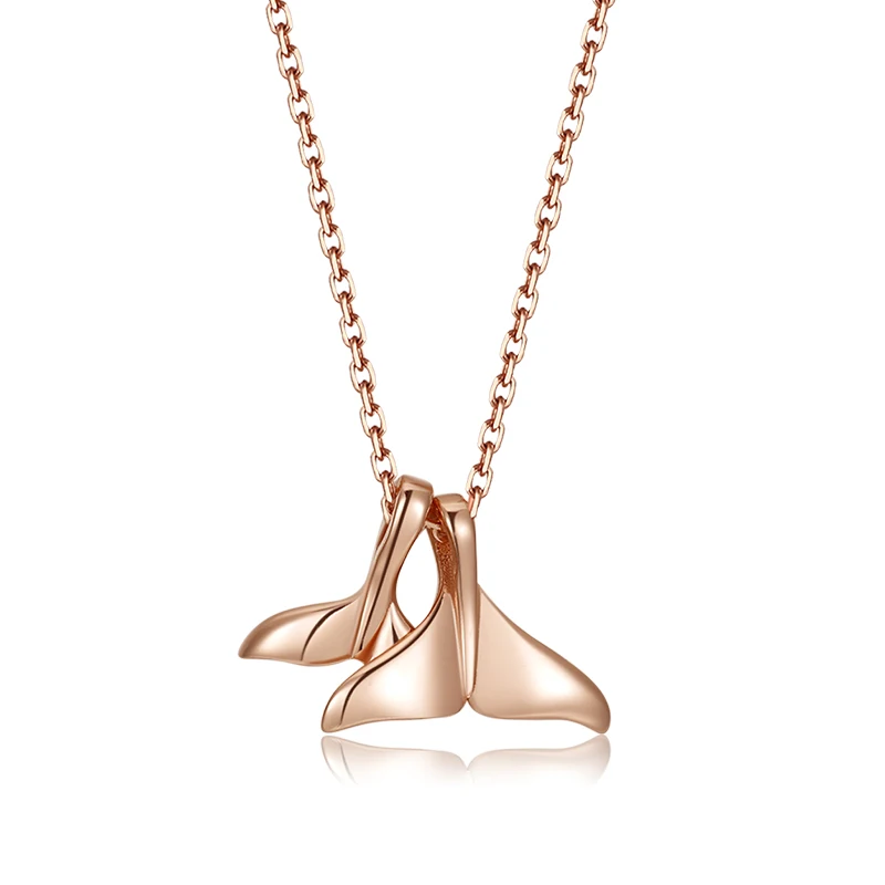 

LYNACCS 925 Sterling Silver Mermaid Tail Rose Gold Color Pendant Necklace Chain For Woman Fashion Wedding Engagement Jewelry