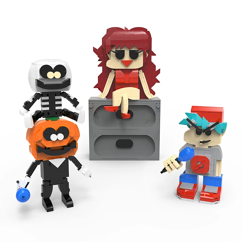 MOC Cartoon Character Game For Friday Night Skid and Pump Boyfriend Girlfriend Figure Model Building Blocks Set Toy Children | Игрушки и