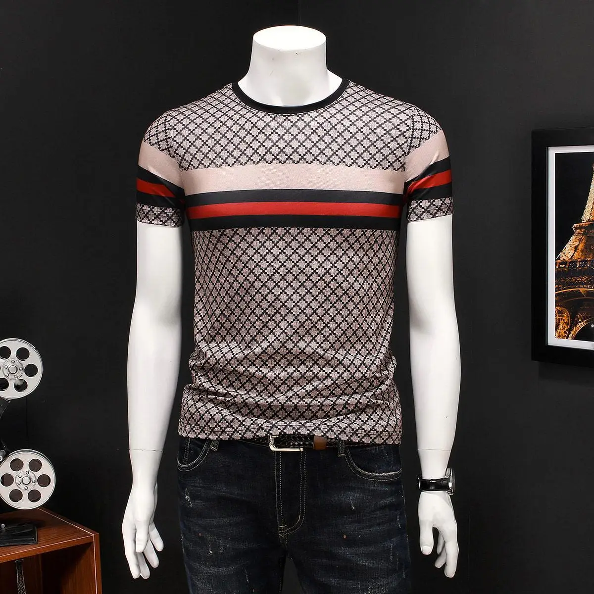 

Mercerized cotton short sleeve T-shirt for men in summer
