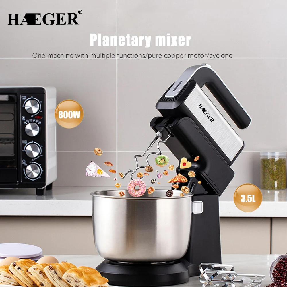 

HAEGER Planetary Mixer Stand Mixer 2 in 1 Food Processors Hand Mixer Electric Mixer with Bowl Kitchen Blender Dough Mixer 3.5L
