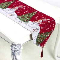 2020 new year xmas party dining table tablecloth diy decorations christmas printing polyester cotton christmas table runner 1pcs
