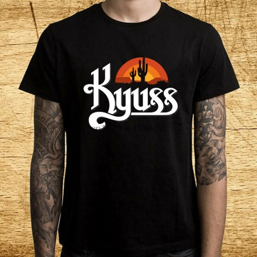 Новинка Мужская черная металлическая футболка Kyuss с логотипом группы Rock размер