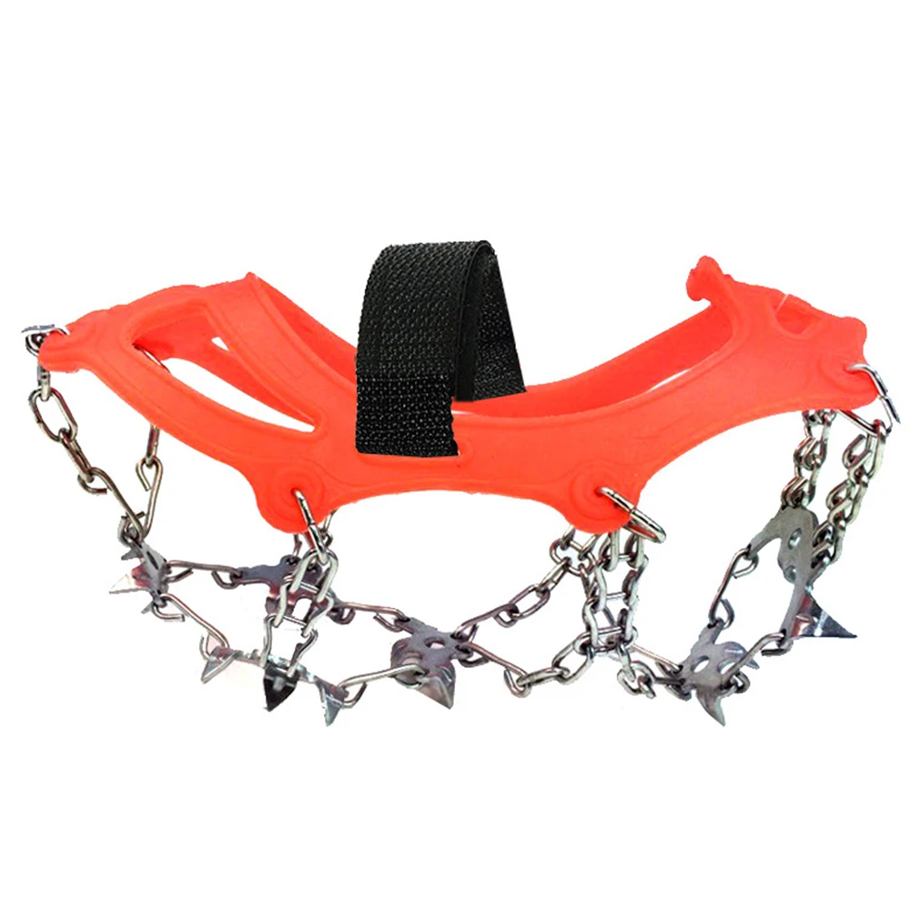 Orange size 36 to 40 Vertvie Открытый скалолазание противоскользящие кошки зимняя ходьба 18 зубов лед Рыбалка снегоступы марганца нержавеющая сталь скольжения бахилы - Цвет: Orange size 36 to 40