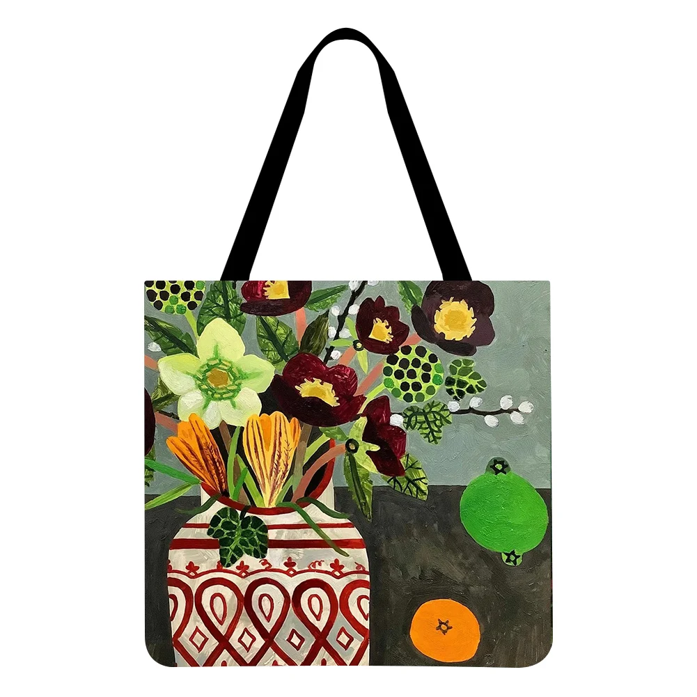 

Сумка для покупок через плечо с цветочным принтом, повседневная женская Холщовая Сумка-тоут, Женская эко-сумка, многоразовая дорожная сумка...