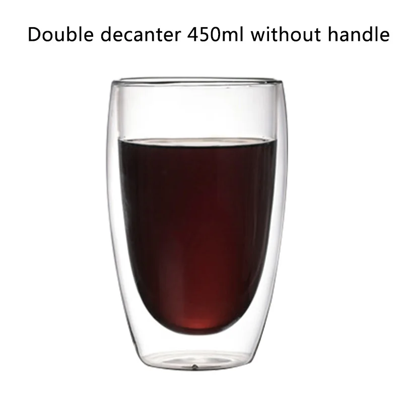 No handle 450 ml Прозрачная стеклянная чашка для кофе, молока, виски, чая, пива, двойная креативная термостойкая для здоровья и защиты окружающей среды - Цвет: No handle 450 ml
