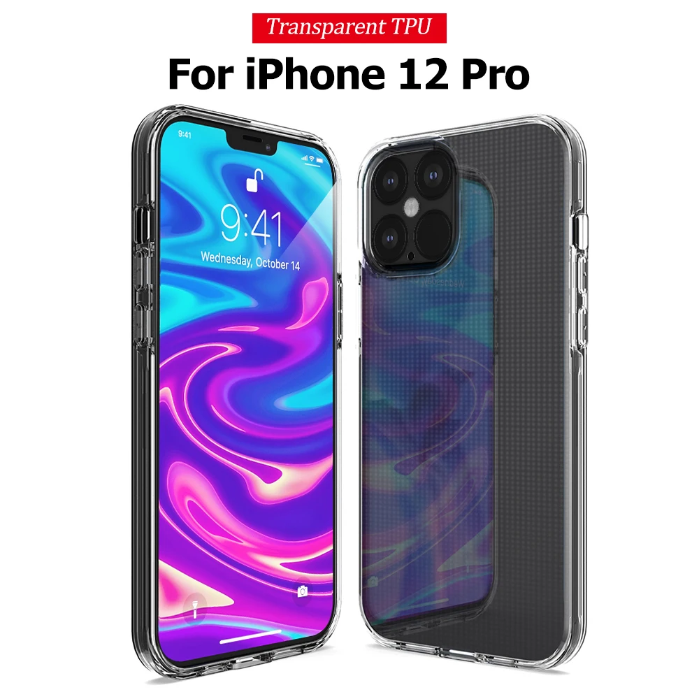 Мягкий чехол для iPhone 12 Pro Max прозрачный из ТПУ ультрапротивоударная Защитная