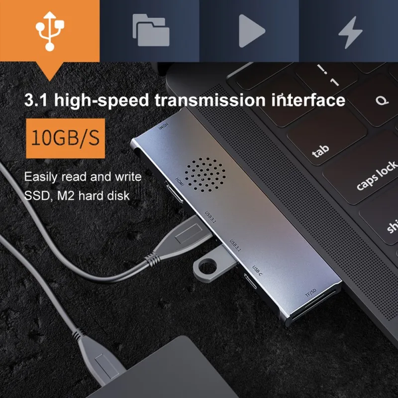 Док-станция 7 в 1 с двумя разъемами типа c и HDMI MST | Компьютеры офис