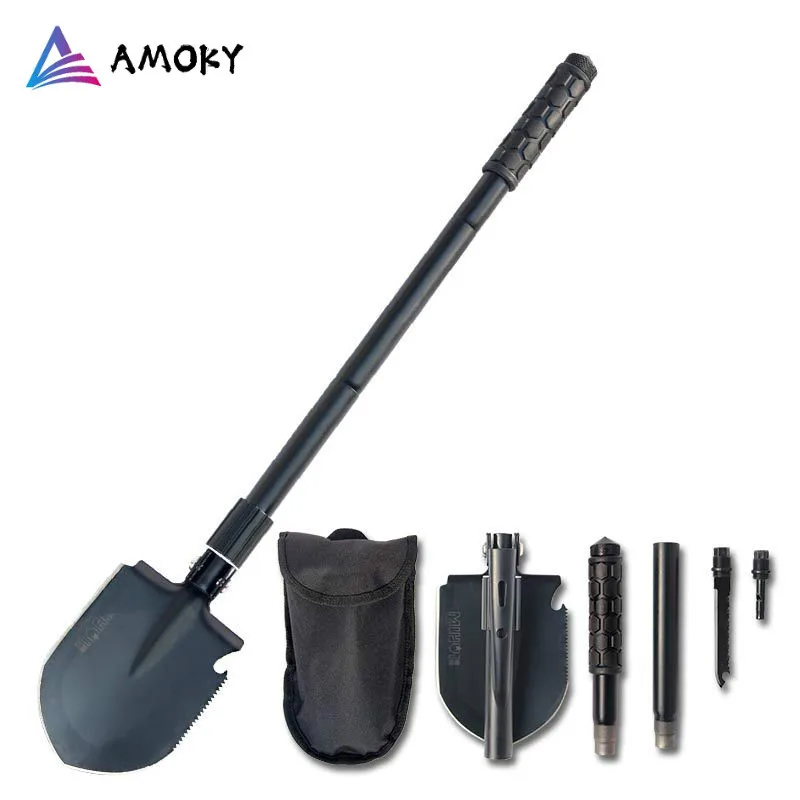 Многофункциональная садовая лопата AMKOY 63 см из углеродистой стали складной