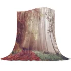 Лес парк лес красный опавших листьев печатные фланелевые пледы лоскутные одеяла Утепленная одежда диван детское одеяло Текстиль для дома Семья подарок