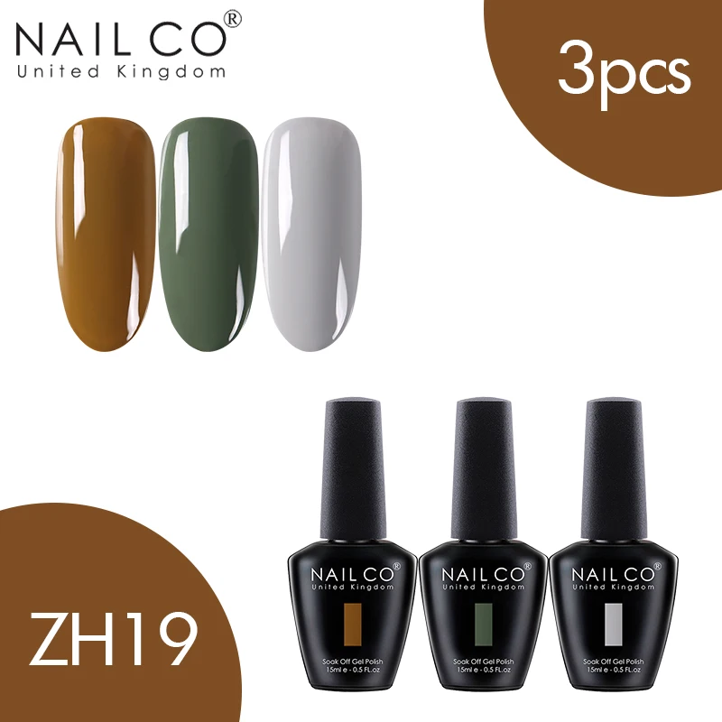 ZH19 NAILCO 3 шт. набор гель-лака UV Vernis Полупостоянный Праймер УФ-гель для ногтей Краска Декоративный Лак для ногтей Гибридный отмачиваемый Гель-лак - Цвет: ZH19